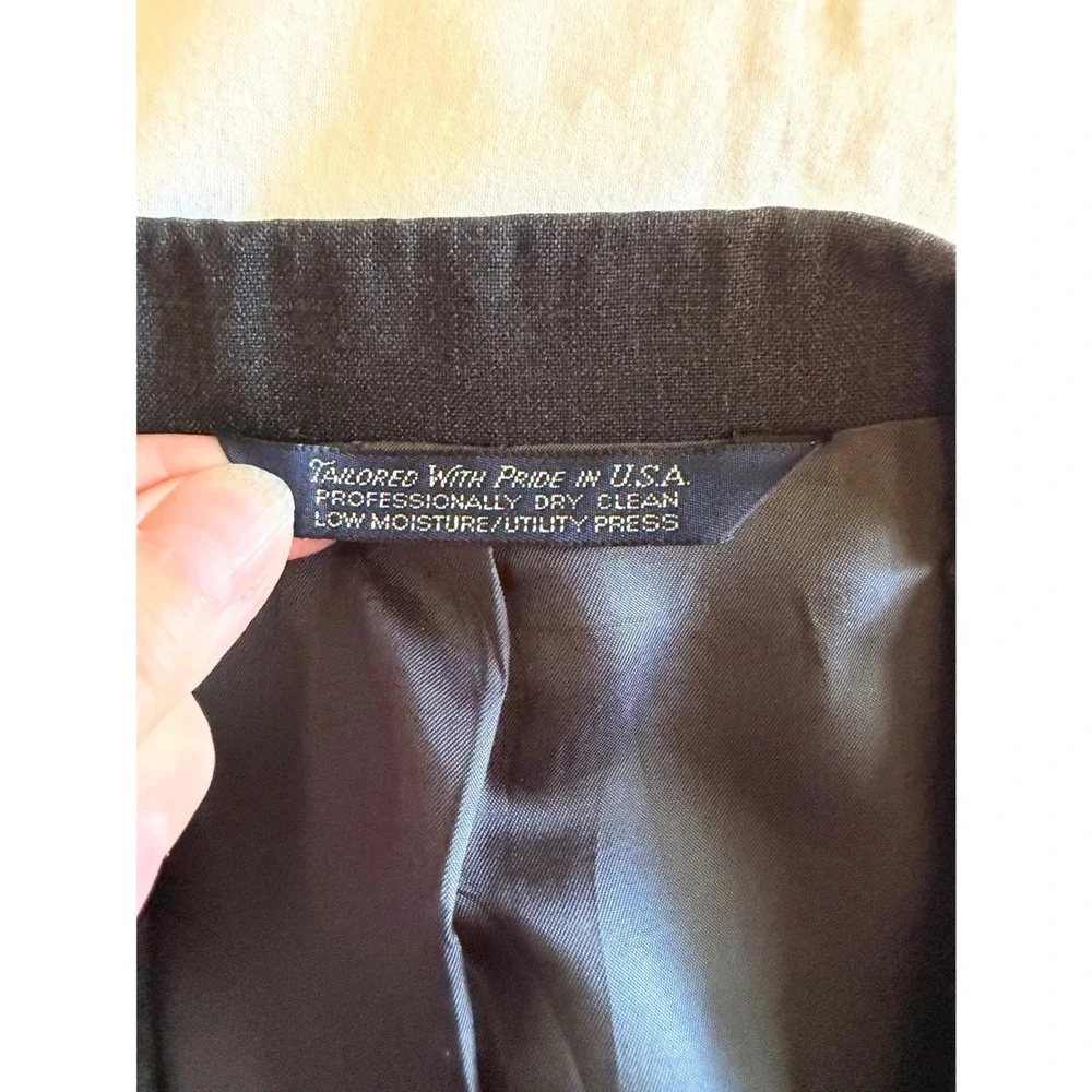 Lands End Mens 44 Long Charcoal Gray 100% Wool 3 Button Blazer Made in USA